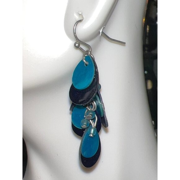 Vintage Blue Cha-Cha Earrings - Picture 1 of 9